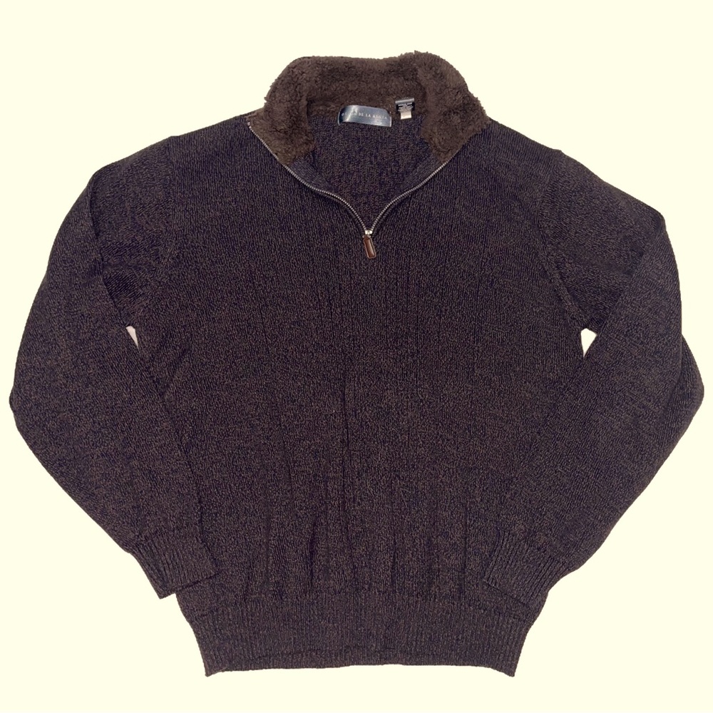 Oscar de La Renta Fall 2013 Brown Pullover Jacket Fur Collar‎ Retro Minimalist
